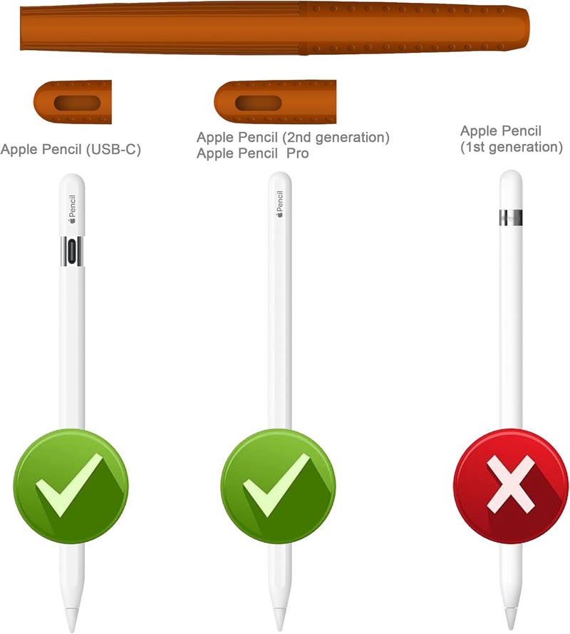 HoldFist Silicone Case Cover Skin Compatible with Apple Pencil (2nd Gen/Pro/USB-C) – Protective Sleeve, Comfortable Grip, Ergonomic Anti-Slip Design, Lightweight & Scratch-Resistant (Brown) - Image 2